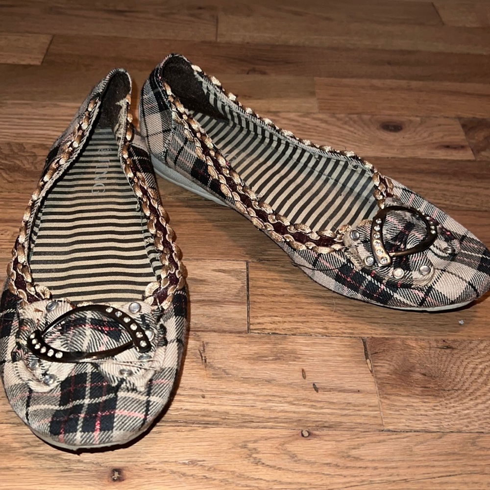 JING Plaid Flats Size 39